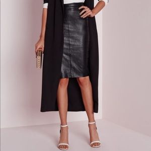 Missguided Faux Leather Seam Detail Midi Skirt